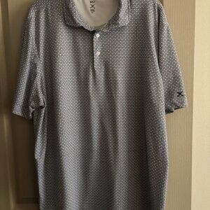 Kenneth Cole Men's XXL Polo Golf Blue/White Abstract Pattern Poly/Spandex